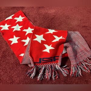 Knitmakers USA Winter Scarf Red White Blue Stars Stripes Olympics